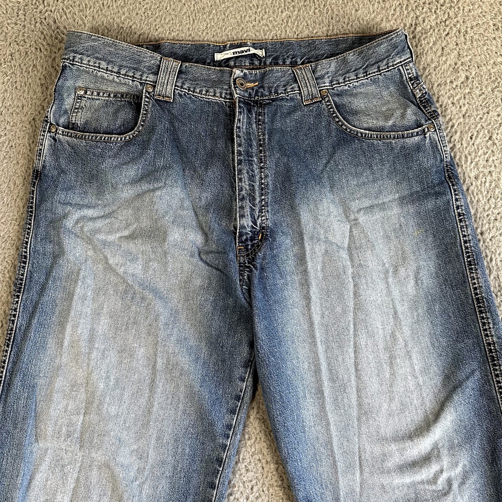 Mavi Jeans Men's 36x32 Blue Wide Leg Medium Wash Distressed (35x32 Actual) - Picture 2 of 14